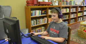 Library computer in use